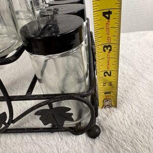 Kitchen | 12 Jar 3 Tier Spice Rack Black Metal Scroll Leaf Glass Jars ...